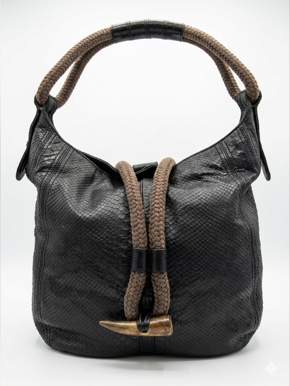 Revel New York Python Embossed "Rhino" Leather Hobo Bag